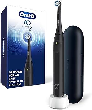 Oral-B iO Series 2 Limited Simple Clean Rechargeable Electric Toothbrush for Adults, Night Black, 3 Modes, Automatic Pressure Sensor for Gum Care, Travel Case
