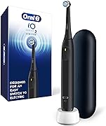 Oral-B iO Simple Clean Rechargeable Electric Powered Toothbrush, Night Black with 1 Gentle Care Brush Head and 1 Black Travel Case - Automatic Pressure Sensor to Protect Gums - 3 Modes - 2 Min Timer