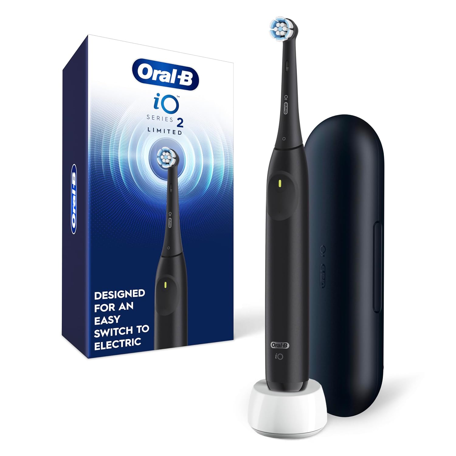 Oral-B Rechargeable Electric Toothbrush, iO Limited Simple Clean, 3 Cleaning Modes, Automatic Pressure Sensor to Protect Gums, Travel Case, Night Black