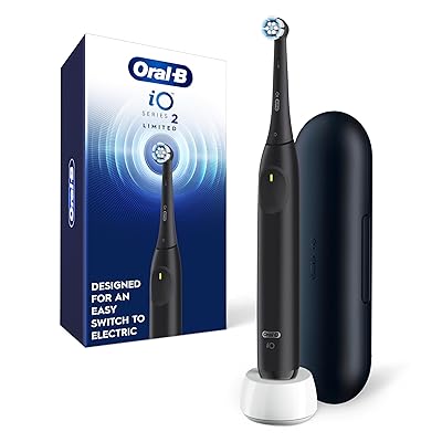 Oral-B iO Simple Clean Rechargeable Electric Powered Toothbrush, Night Black with 1 Gentle Care Brush Head and 1 Black Travel Case - Automatic Pressure Sensor to Protect Gums - 3 Modes - 2 Min Timer