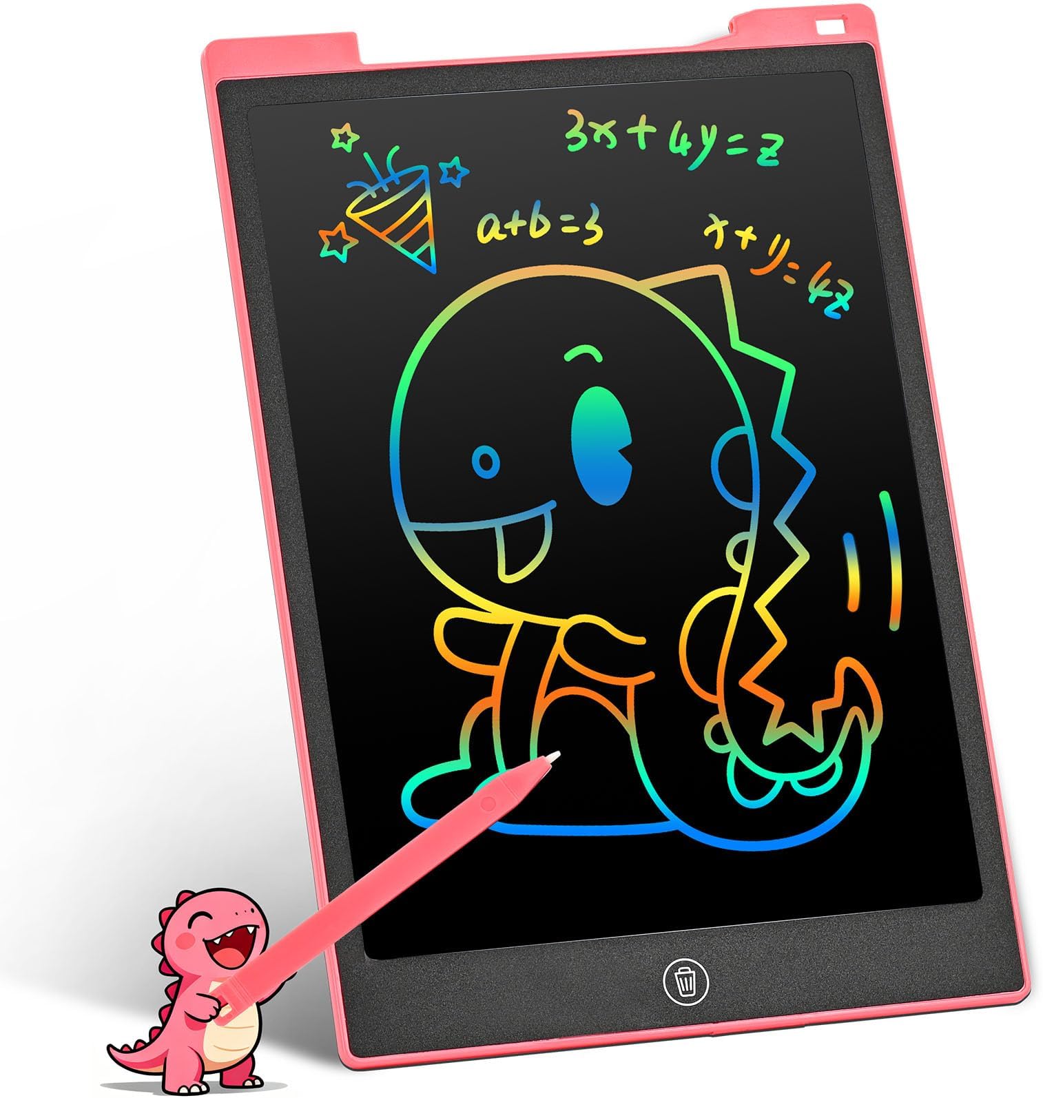 LCD Writing Tablet, 12inch Colourful Magnetic Drawing Pad Learning Educational Toys Graphic Board Handwriting Doodle Pad - Gift for Kids 3-12 Years Old Girl Boy (Pink)