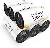 Amazon Brand - Presto! Garbage Bags | Medium | 180 Count | 30 Bags X 6 Rolls | 19 X 21 Inches | For Dry & Wet Waste | Black
