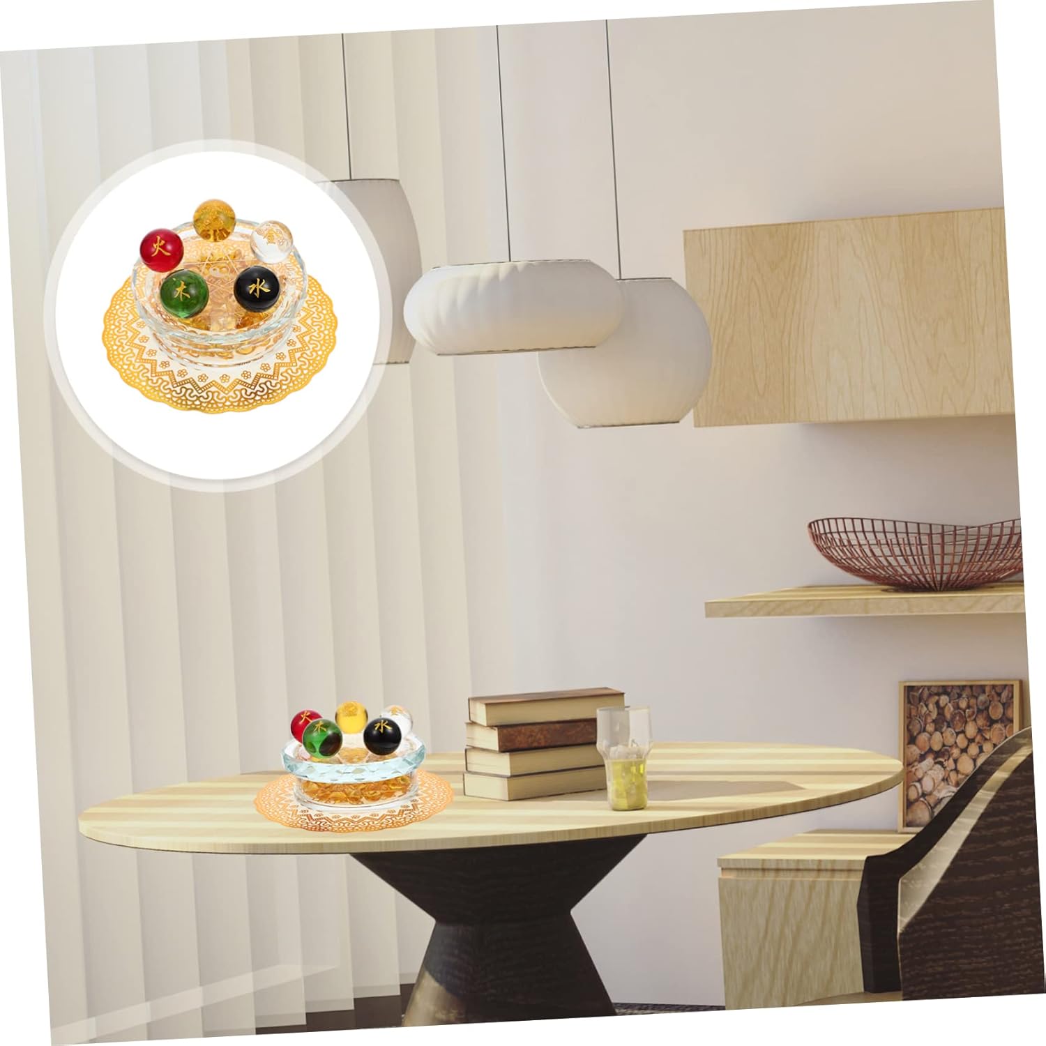 ERINGOGO Glass Ball Ornament with Case Chic Home Fortune Decor 4-Inch Decorative Sphere for Desktop Decoration Suitable for Home and Office