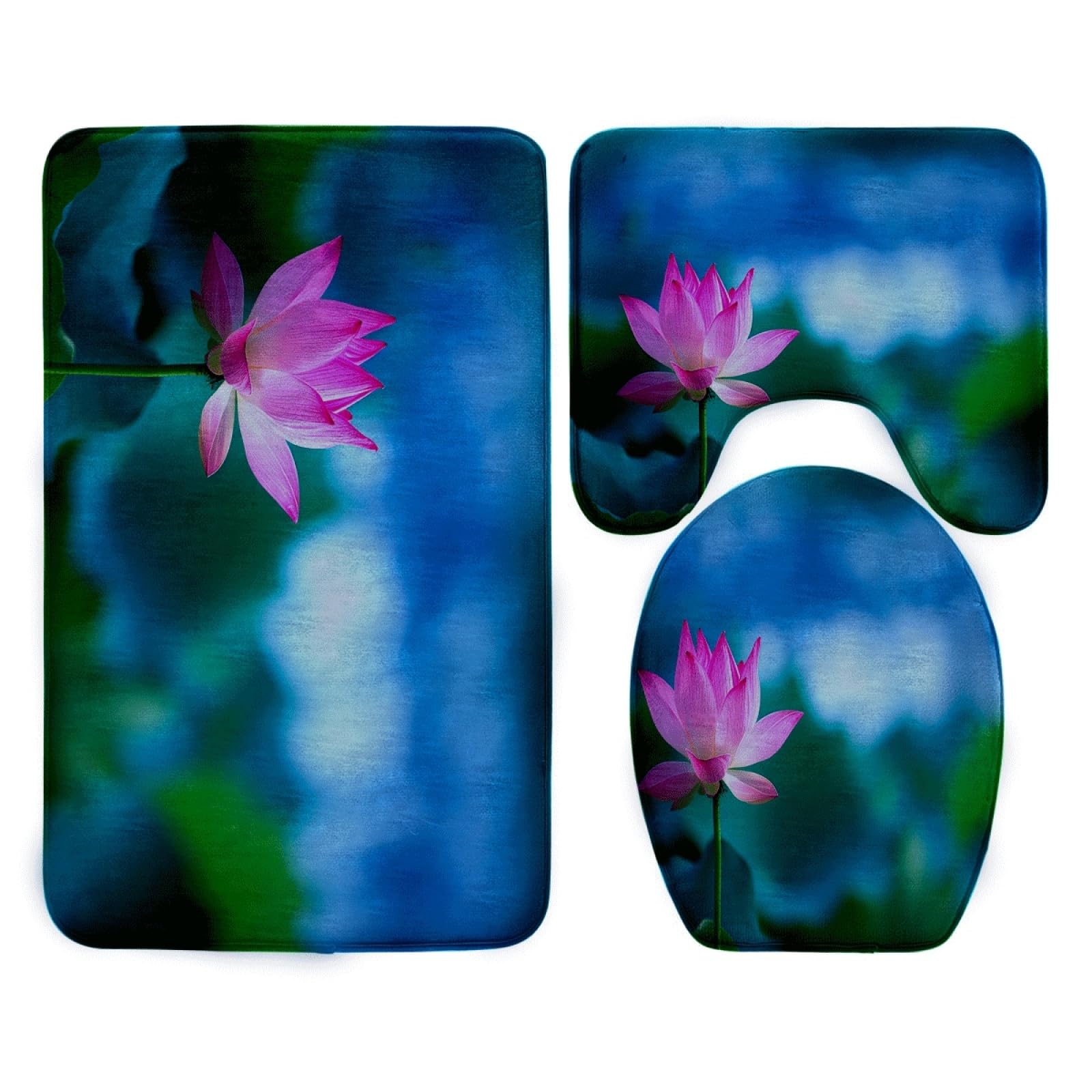 Paillasson absorbant décoratif bleu et rose pour entrée et chambre