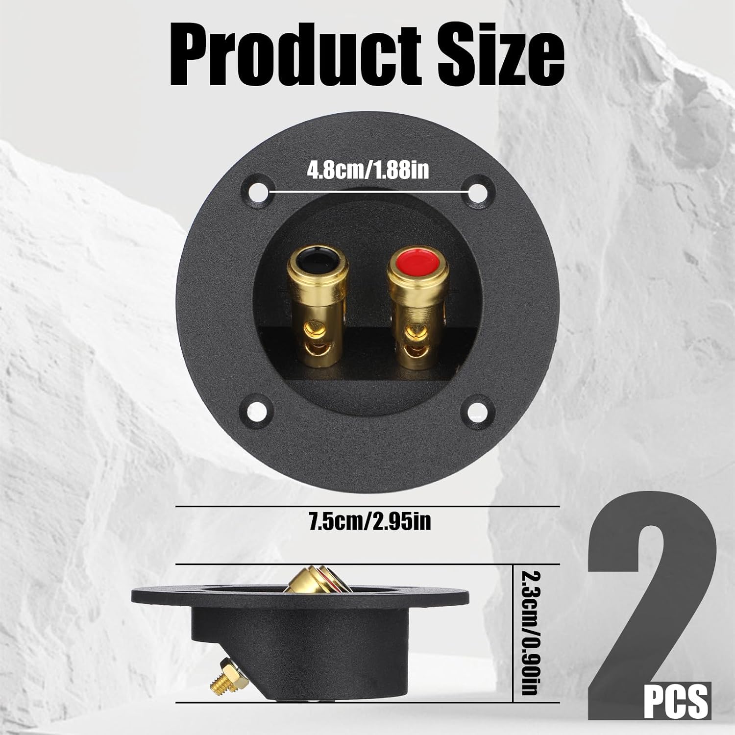 2 Pcs 3 Inch Speaker Box Terminal Cup Round Speaker Wire Connector Double Binding 2 Way Spring Loaded Jacks Subwoofer Box Terminal Plugs Binding Post Cup Connectors for Home Car Stereo
