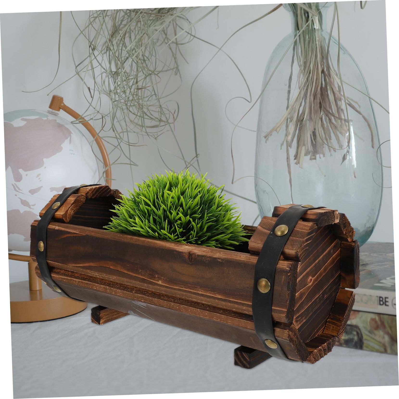 POPETPOP Maceta de Balcón de Madera Retro Multifuncional para Plantas Suculentas, Soporte Resistente para Jardín y Oficina Diseño Anticorrosivo