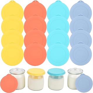 16PCs Ultimate Yogurt Jar Lids, Silicone Lids for Ultimate 6oz Glass Jars, Jar Covers, Ultimate Yogurt Maker Replacement Lids, Perfect for Food Storage, Airtight, Dishwasher Safe(Jars NOT Included)