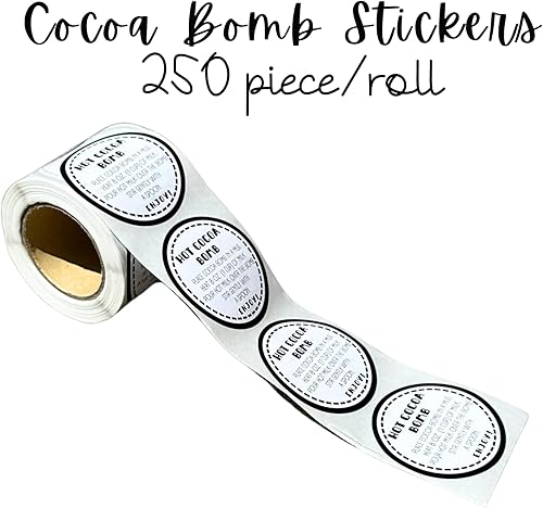 Miniatura 2 de Calcomanías de bomba de cacao caliente para caja, embalaje a granel de 250 por rollo, etiqueta de 2 pulgadas, instrucciones de etiqueta de