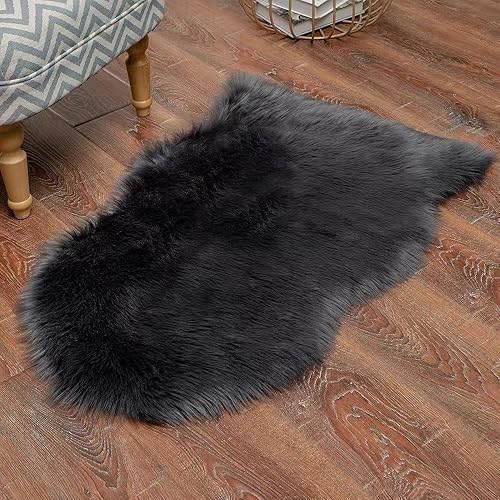 Miniatura 222 de Alfombra de piel sintética esponjosa de piel de oveja blanca, 4 x 6 pies, ultra suave, para dormitorio, mesita de noche, sala de estar, guardería