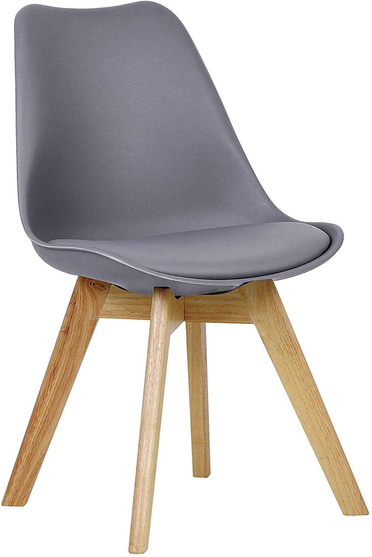 D&S Padded Chair Plastic Wood Retro Dining Chairs White Black Grey Red Yellow Blue (Dark Grey, 4) — image 1