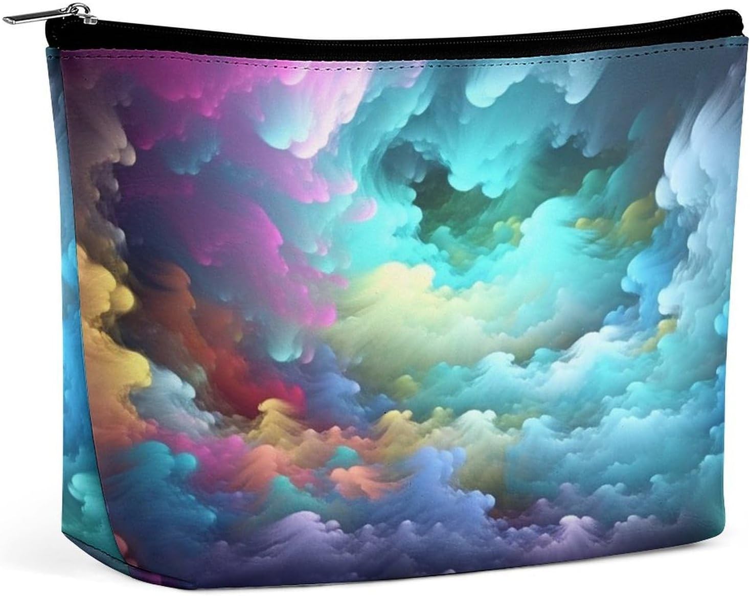 PU Leather Colorful Cloud Makeup Bag with Metal Zipper
