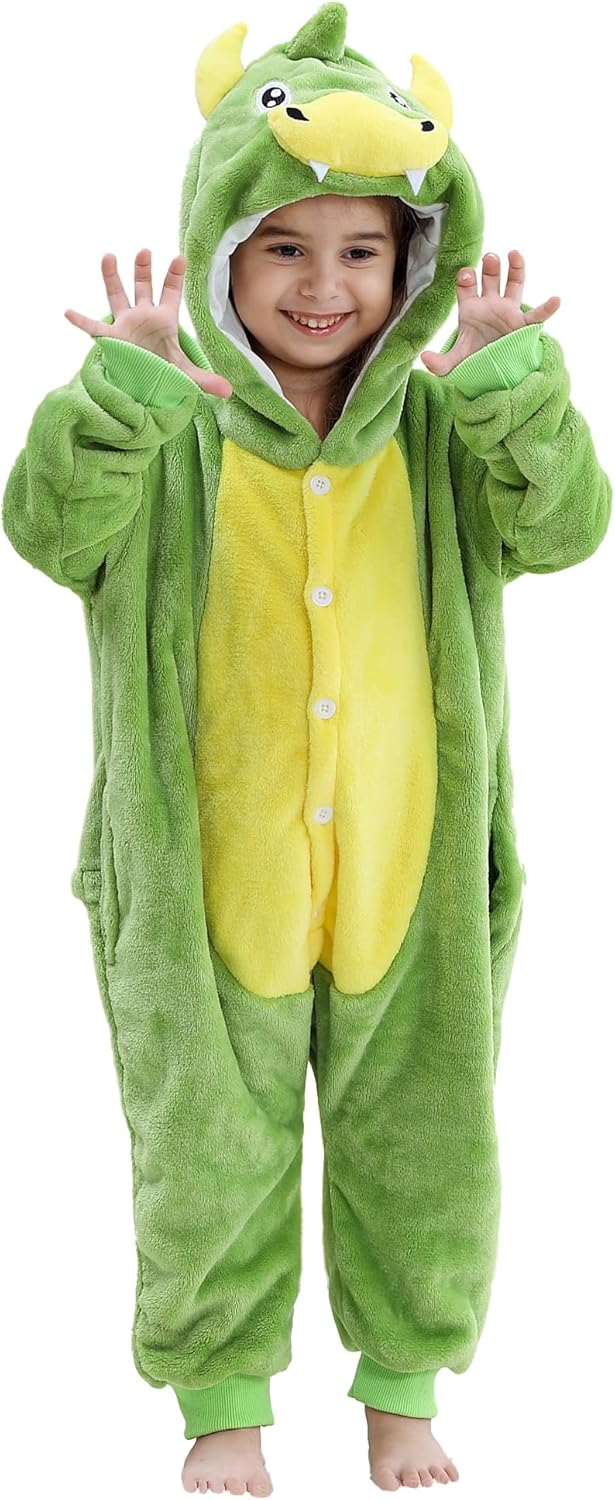 Unisex Kids Animal Costume Soft Flannel Halloween Christmas Cosplay Pajama Jumpsuit for 4-12 Years