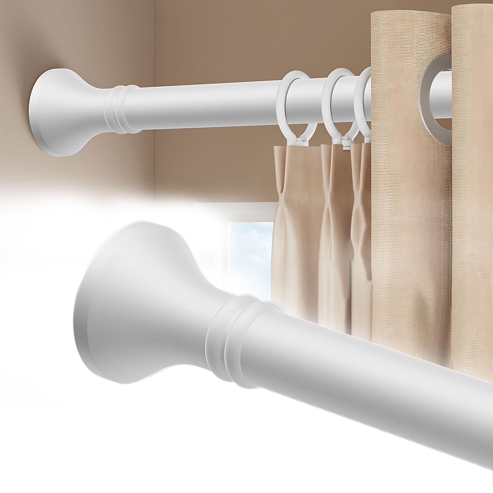 Asta di tensione regolabile senza trapano in acciaio inox per porte e armadi da bagno 71,1 cm - 119,4 cm (bianco 70-120 cm) - Design di facile installazione