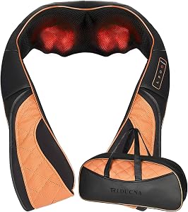 Shiatsu Neck Back Shoulder Massager with Heat and Carry Bag - Electric Massage Pillow with Deep Tissue Kneading for Lower Back, Calf, Leg Muscle Pain Relief - Use at Home, Office, and Car