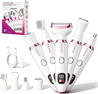 RUIM 5-in-1 Women's Electric Shaver & Hair Trimmer Kit - for Legs, Underarms, Bikini Line, Face & Body, Painless Cordless Wet/Dry Razor, Waterproof & USB Rechargeable for Women Grooming