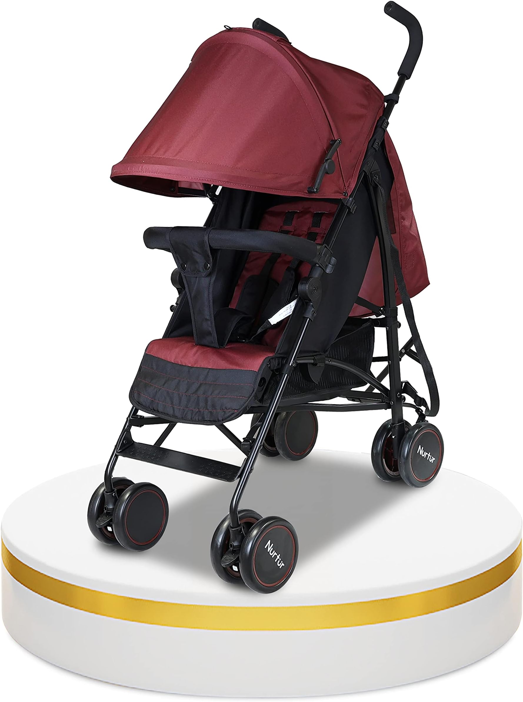 Archer Baby/Kids Lightweight Travel Stroller 0 36 Months, Storage Basket, Detachable Bumper, 5 Point Safety Harness, Compact Design, Red