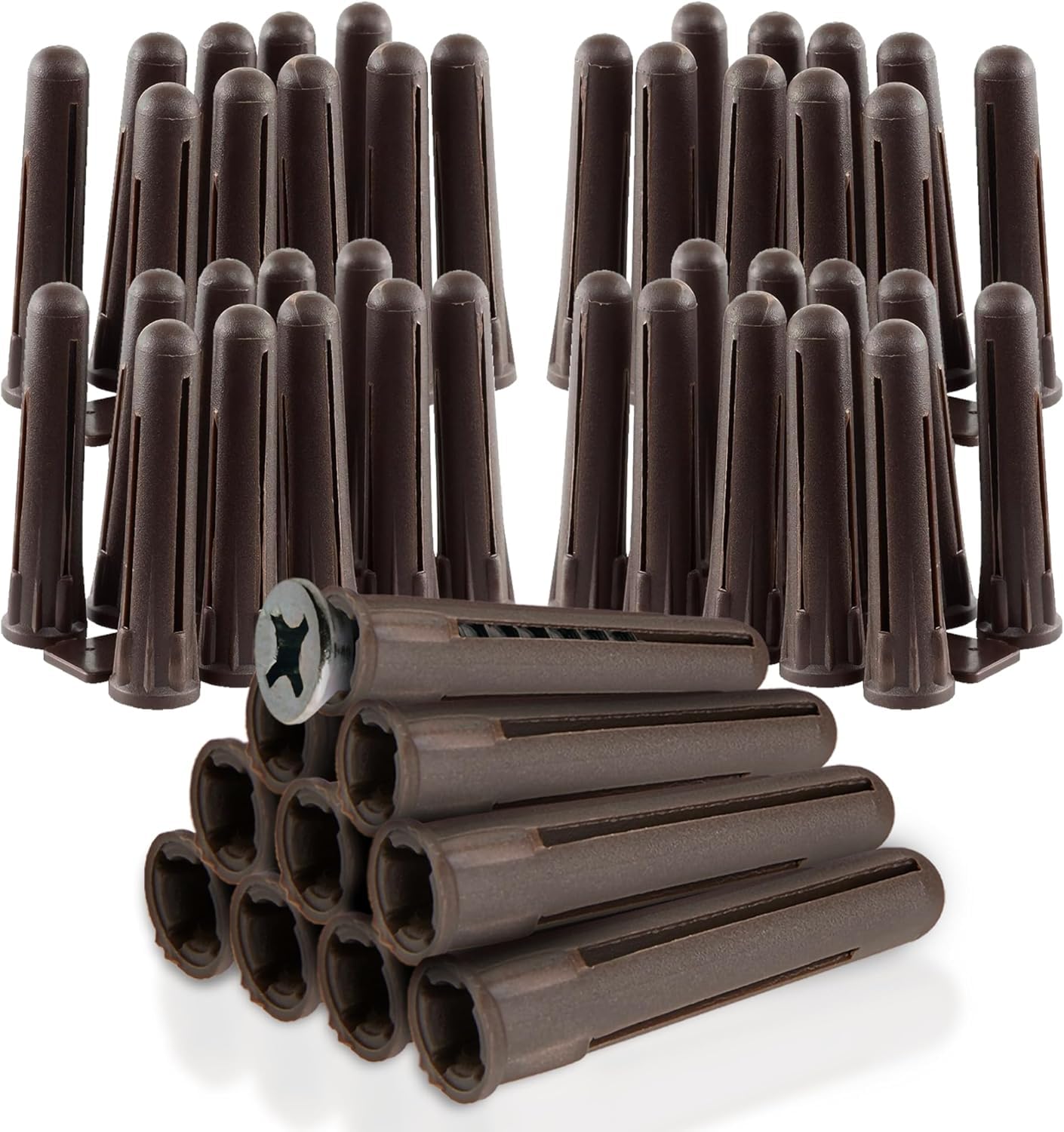 KafTon 50Pack Brown Rawl Plugs Screw Fixing Wall Expansion Raw Plugs Brick Stone Concrete