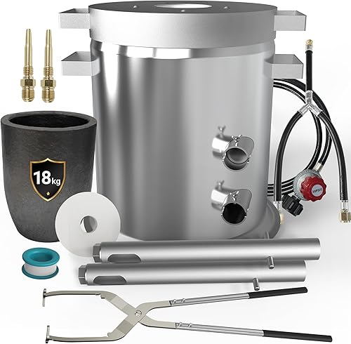 GongYi Kit de horno de fusión de propano de 39.7 lbs con pinzas de elevación hechas de acero inoxidable, incluye forja de horno de fundición de