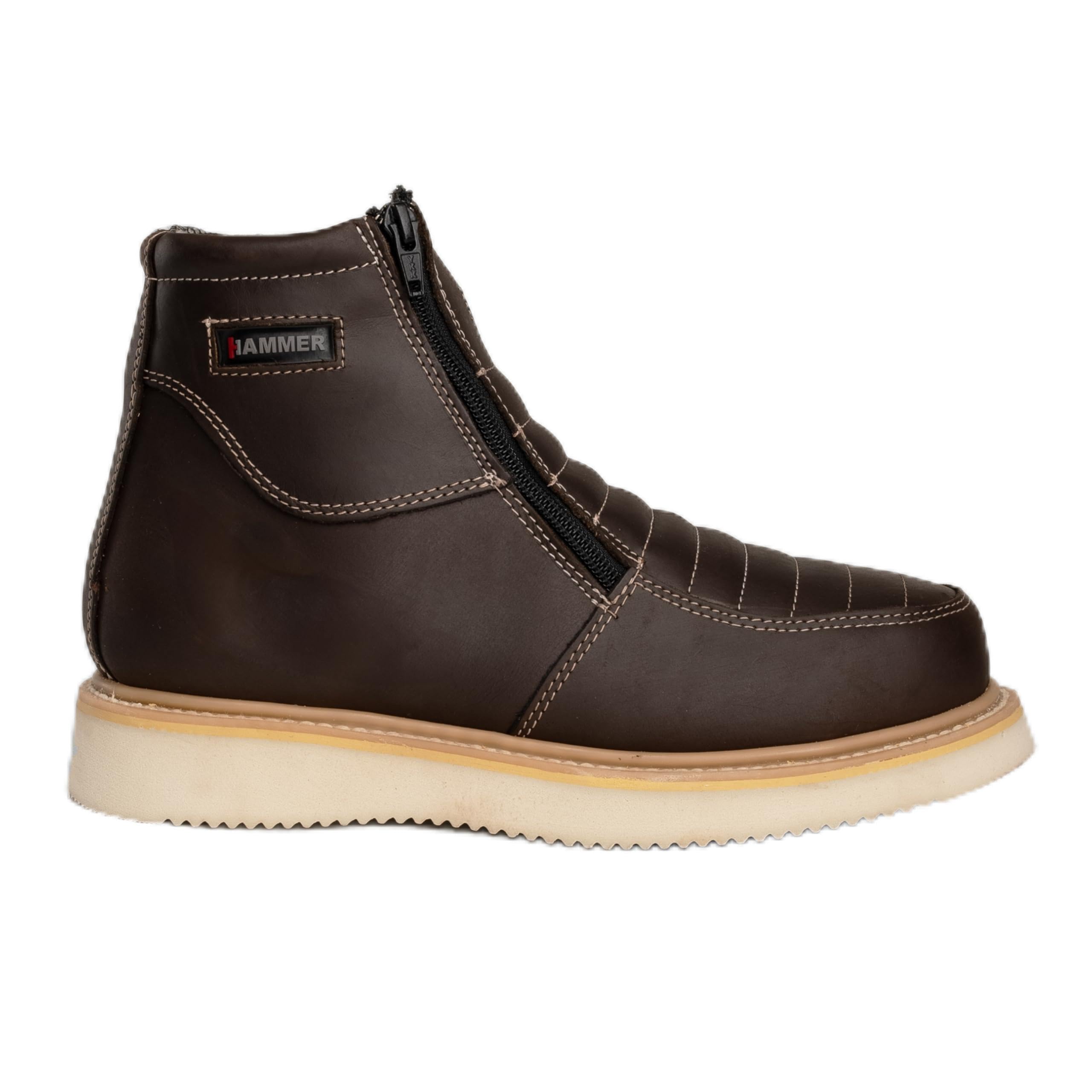 330 Men’s Dual Zipper Work Boots – Genuine Leather, Non-Slip Wedge Pinstripe Outsole, Durable Everyday Comfort