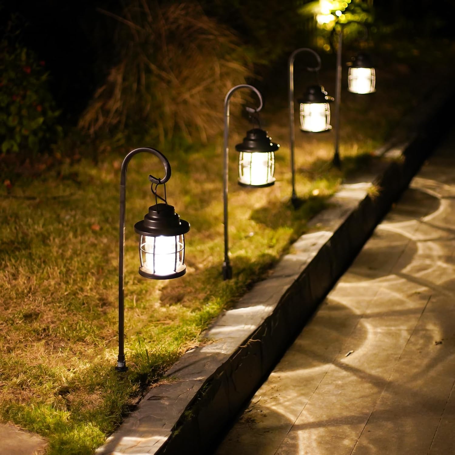 GOLDEN STAR Low Voltage Pathway Lights LED 12V Path Light Wired Outdoor Hanging Shepherd Hook Landscape Lighting 1.1W 32 Lumen 2900K Warm White for Pathway, Garden, Porch or Yard 8422-4110-G04