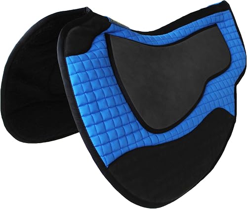 CHALLENGER Horse Quilted Endurance Contoured Barrel Gel Comfort Saddle Pad Blue 39185RB