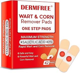 Wart Corn Remover Pads for Toes Feet, 42 Count 40% Salicylic Acid Extra Strength Bandages, Corn Callus Wart Remover Cushions Patches for Plantar Foot, Safe Effective Treatment Removal for Men Women