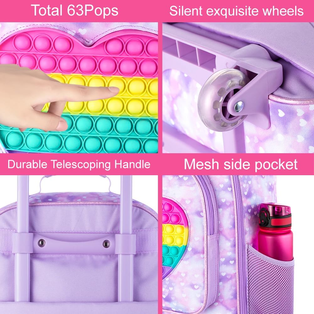 AGSDON Kids Luggage for girls, Cute Kid Rolling Wheels Suitcase for Children Toddler