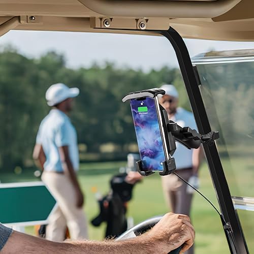 Miniatura 7 de Roykaw Soporte de teléfono para carrito de golf con Qi de 15 W inalámbrico y puerto de carga rápida tipo C de 20 W compatible con