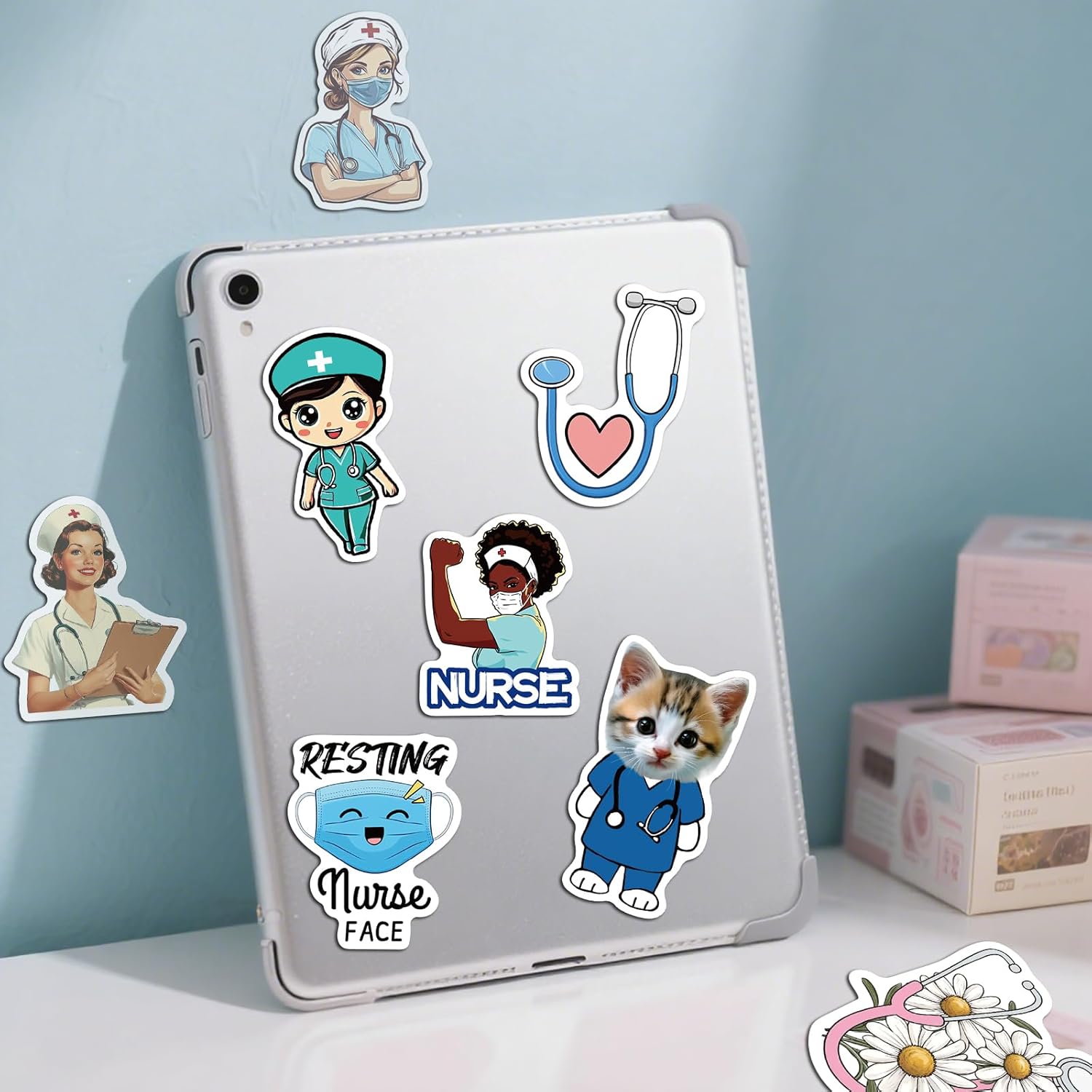 50 Pcs Nurse Stickers Nurse's Day Decals Cute Nursing Sticker Nurse Accessories Medical Decal for Work Nurse Week Gifts Laptops Water Bottles Planner Scrapbook Luggage - Image 6