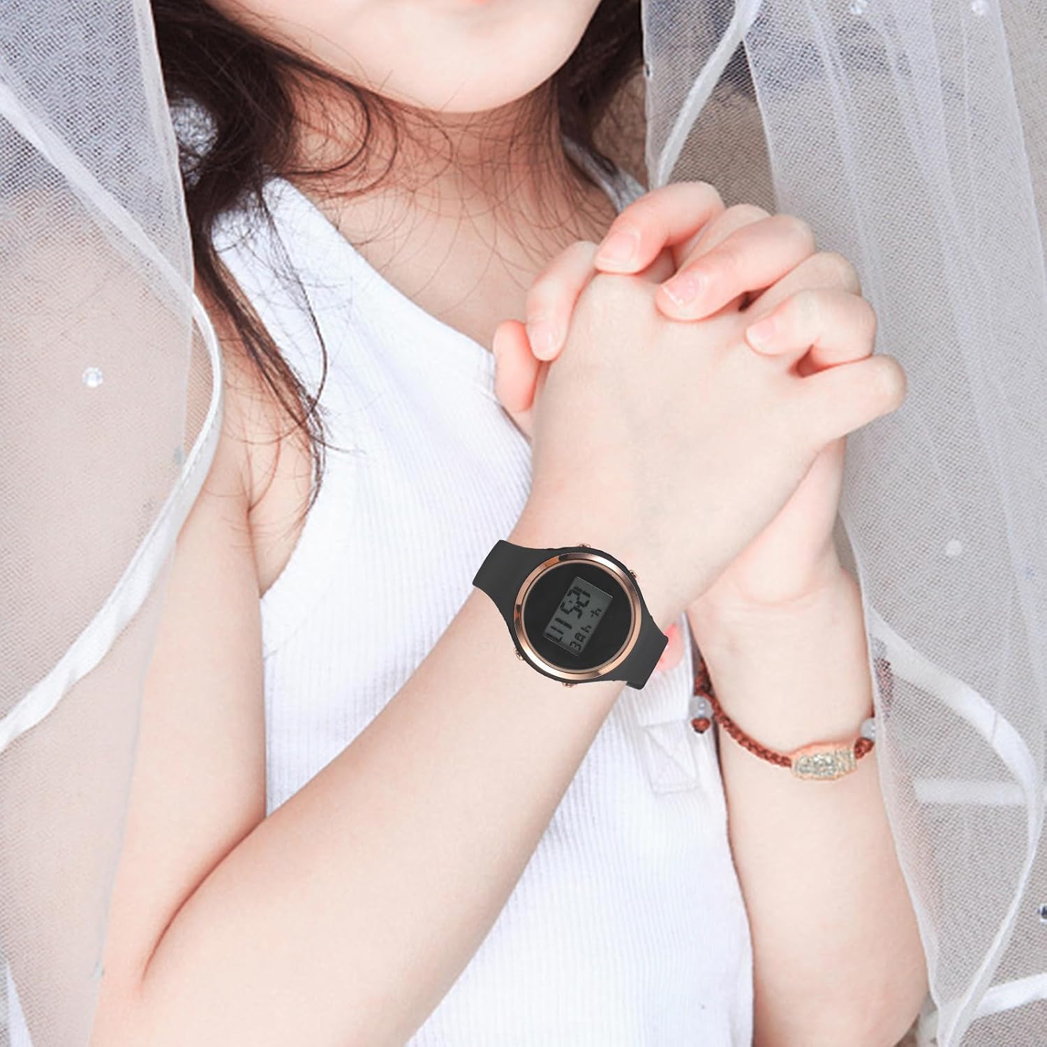 Waterproof Electronic Watch for Students with Chronograph Function, Luminous Display, Alloy and Silica Gel Material, Stylish Design for Climbing and Sports Activities