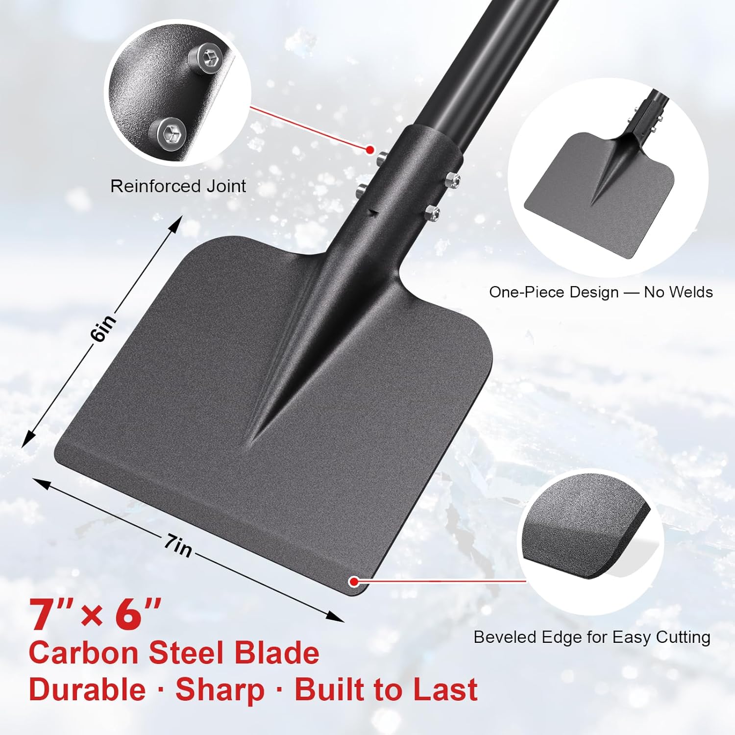 Adjustable 30–60” Heavy-Duty Ice Scraper and Ice Chopper with Shock-Absorbing Grip, Beveled Blade for Driveway, Sidewalk, Patio, Garage, Yard & Outdoor Stairs, Easy Assembly Winter Tool