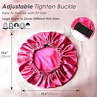 Vista 6 de YANIBEST Gorro de Satén Ajustable de Doble Capa Gorro para el Cabello para Dormir, Gorros para Mujeres, Sombreros para Cabello Natural Rizado, Rosa