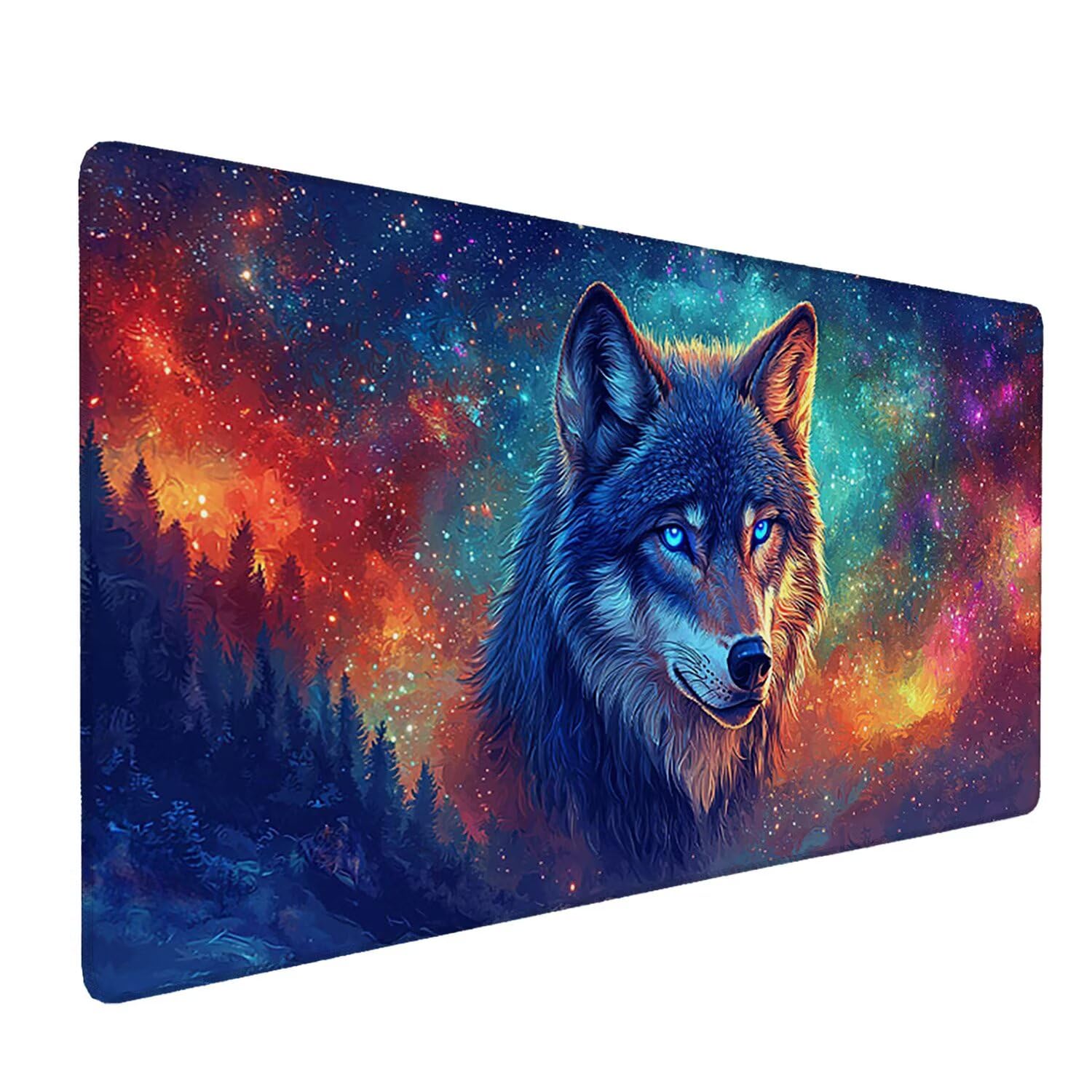 Podkładka pod mysz do gier XXL Mousepad 1000 x 500 mm, duża podkładka pod biurko z antypoślizgową gumową podstawą dla graczy, poprawia precyzję i szybkość (gwiaździsty wilk) X-911