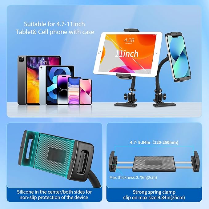 Soporte Clip ROCKFREE con Brazo Flexible para Tablet y Teléfono miniatura 5