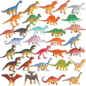 SULOLI 32PCS Assorted Miniature Dinosaur Toy Figures For dinosaur party bags fillers Kids 3+