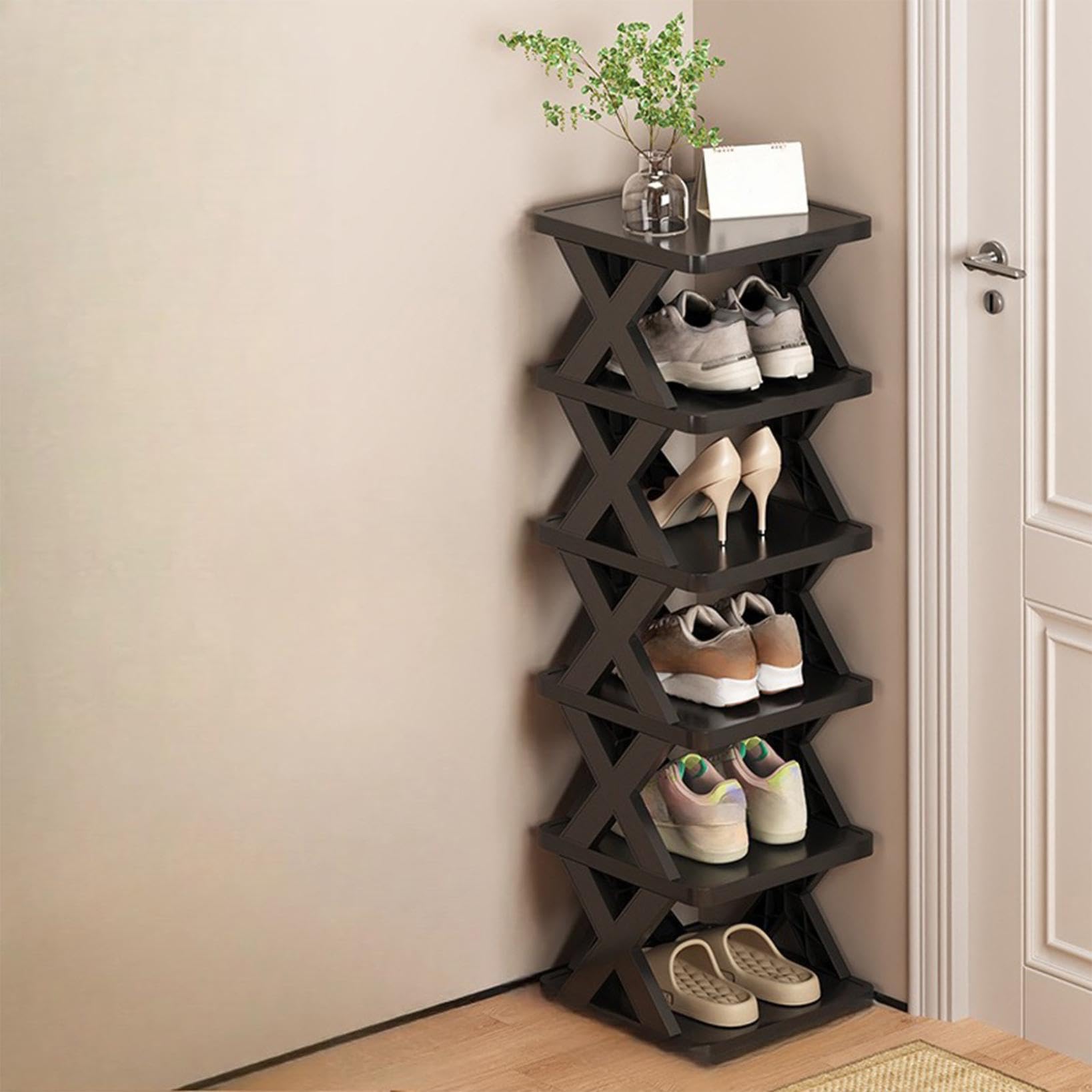 Étagère à chaussures verticale pour petit espace sans assemblage