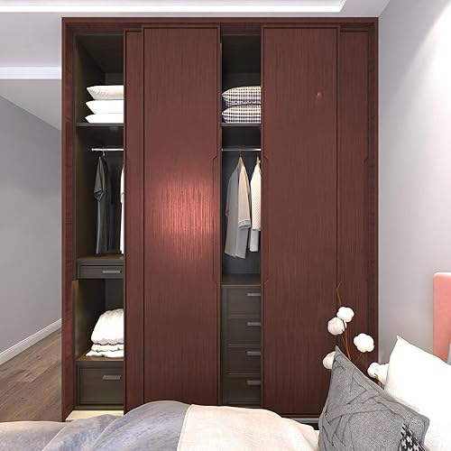 Miniatura 3 de VIOPVERY Papel adhesivo de acero inoxidable marrón rojizo de 15.7 x 197 pulgadas, papel tapiz para despegar y pegar, impermeable, fácil de quitar,