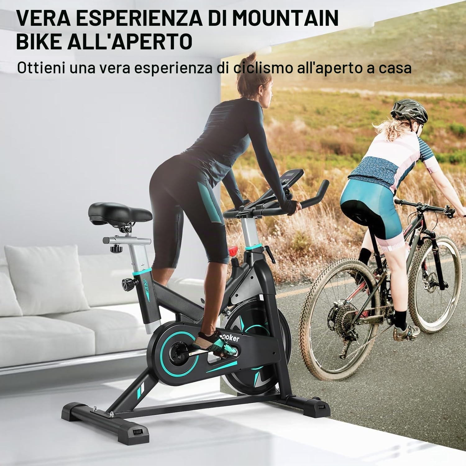[2025 Aggiornato]Wenoker Cyclette Spinning, Resistenza Magnetica Regolabile, Esercizio a Sedile Comodo e Schermo, Allenamento Cardio Home Trainer, Capacità di carico 160 kg