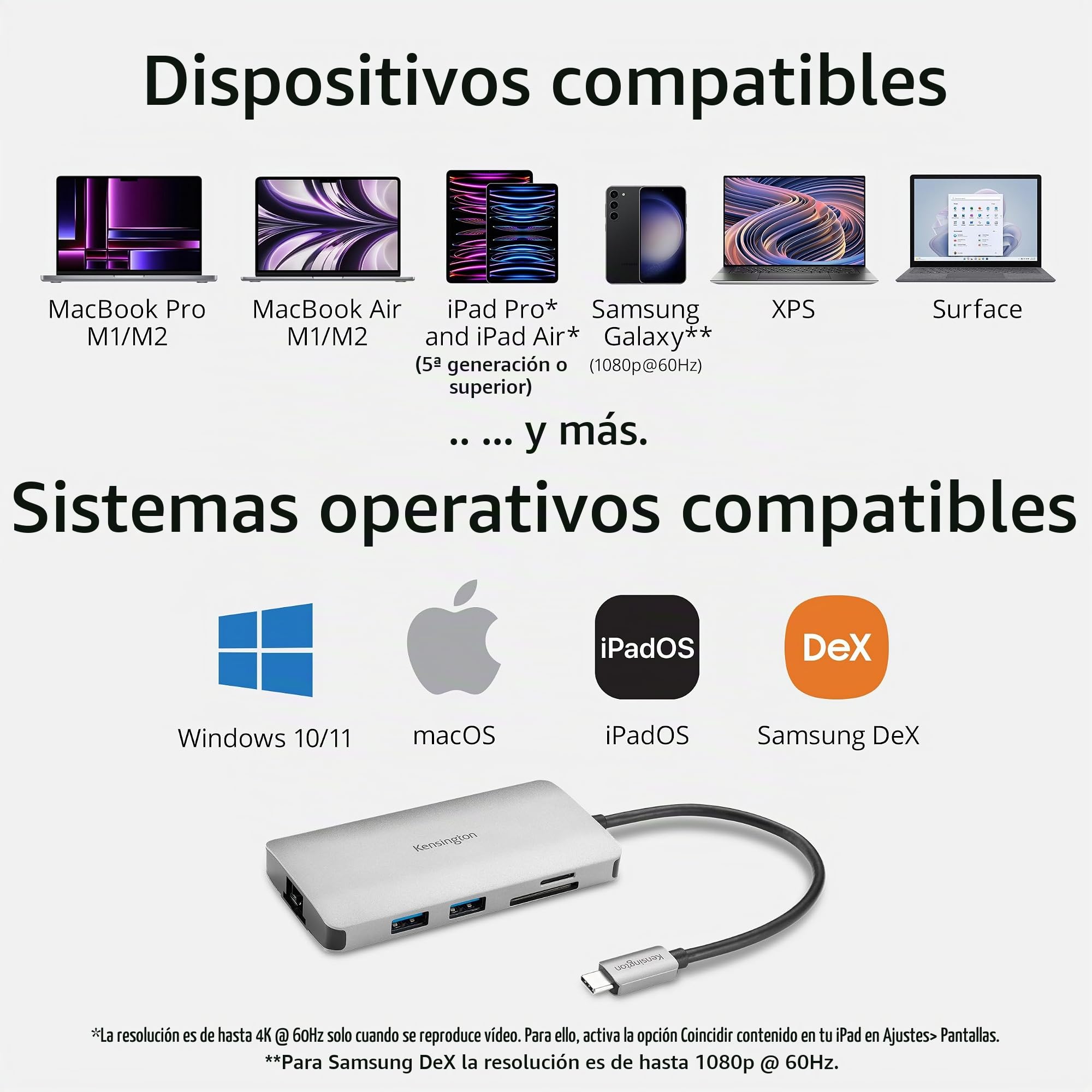Kensington K33820WW – Dock USB‑C 8 en 1 4K 85W