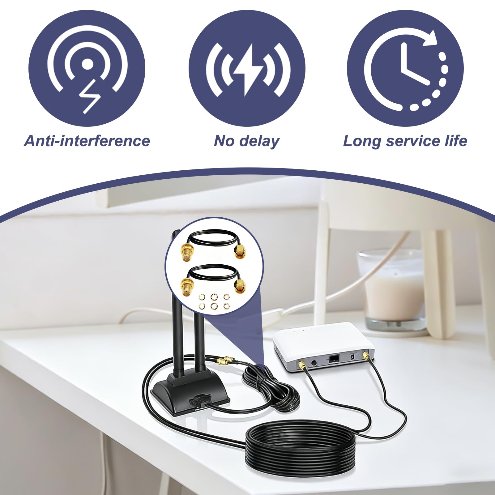 2 Stück SMA Kabel 30 cm Fensterdurchführung, SMA Verlängerungskabel auf SMA Buchse 50 Ohm Koaxial Verlängerung für WLAN 4G 5G LTE Router Außenantenne LoRa Gateway RF Signalübertragung ohne Bohren