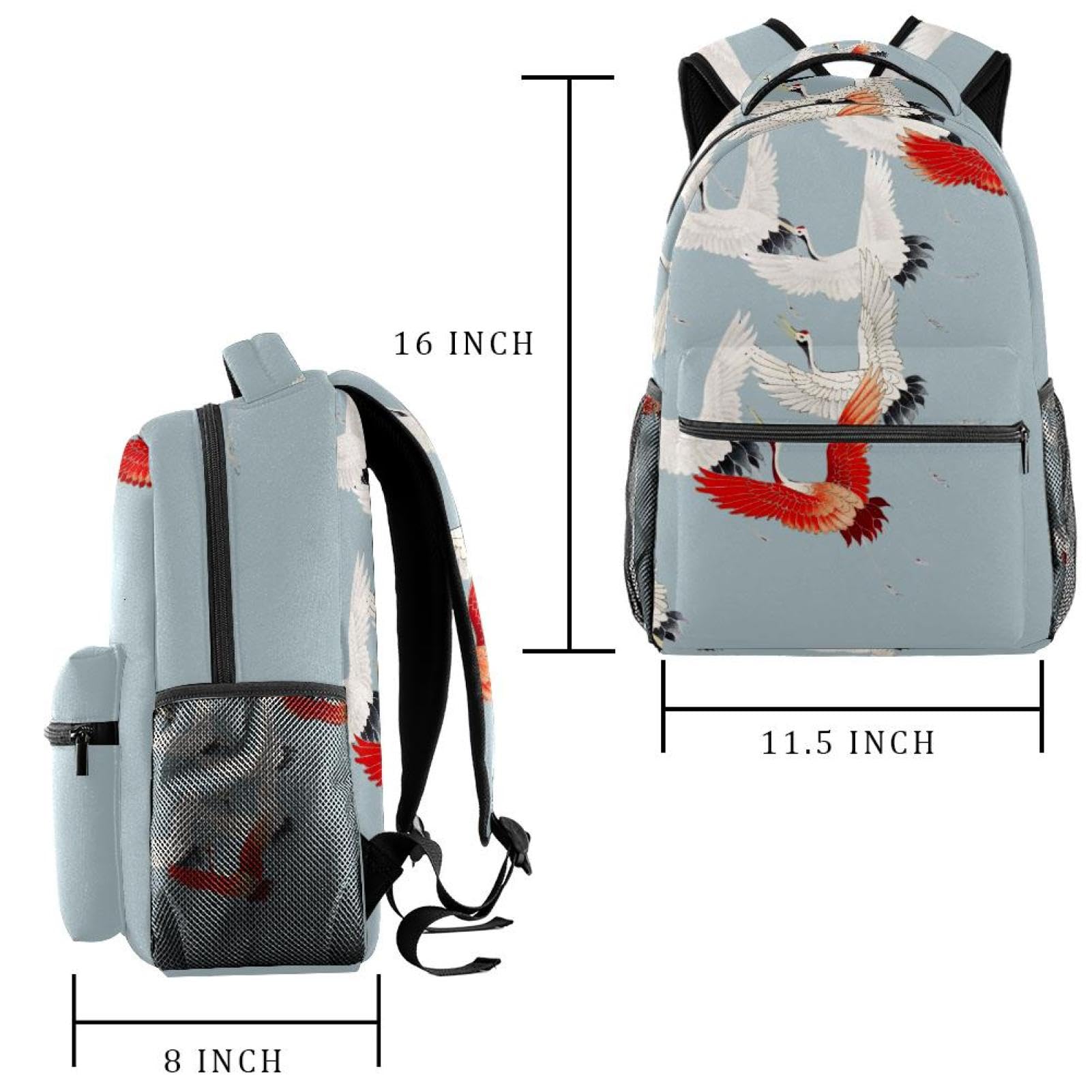 Zaino scolastico per uomini e donne, borsa da viaggio per computer portatile con gru volanti, zaino leggero per università, zaino casual per libri
