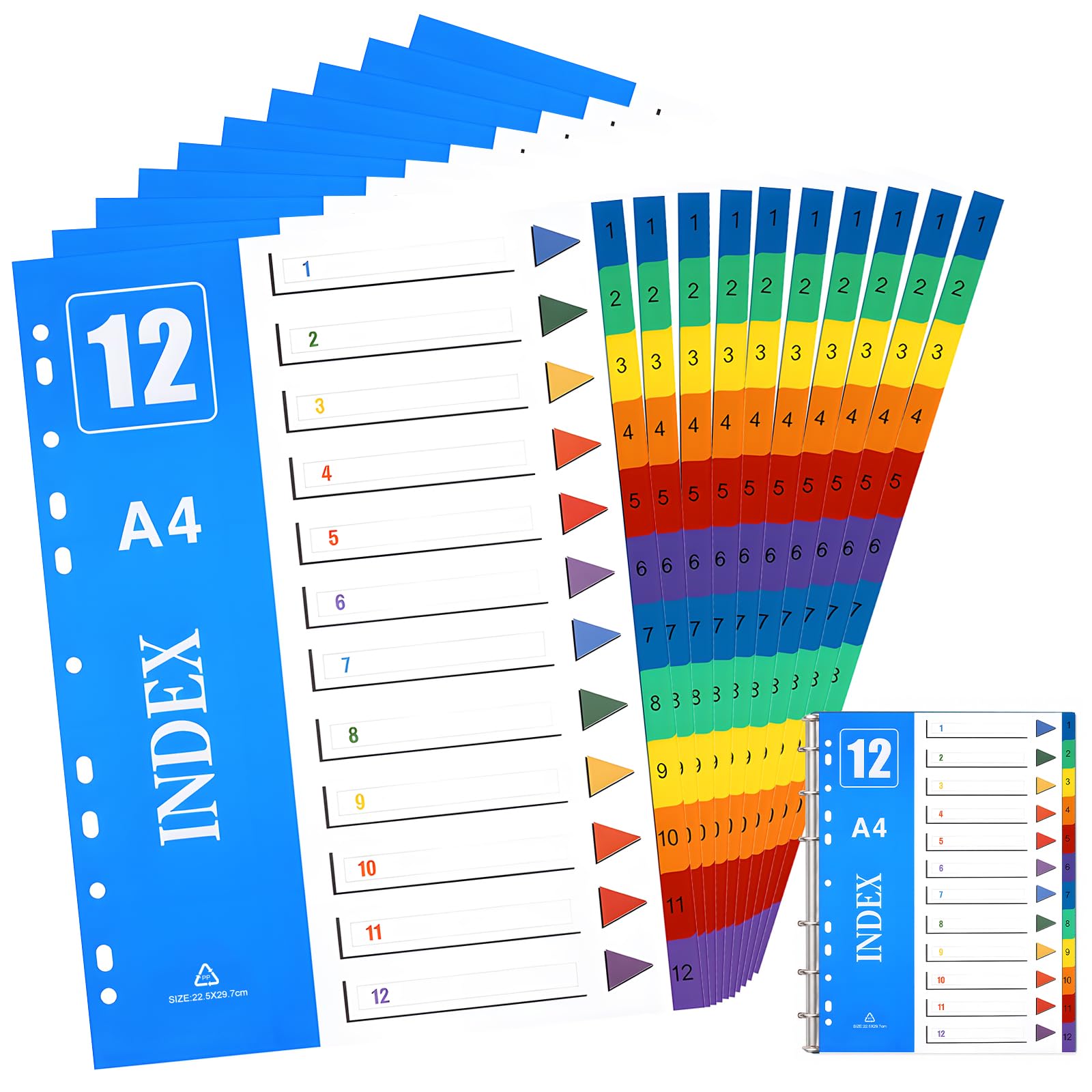 DMSELL 1-12 Part File Dividers A4, 10 Pack, Plastic Folder Dividers