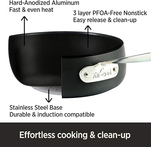 Miniatura 2 de All-Clad HA1 - Olla antiadherente anodizada dura de 8 cuartos de galón, apta para horno de inducción, 500 F, tapa segura 350F, ollas y sartenes