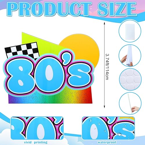 Miniatura 2 de Decoración de fiesta temática de los años 80 de 45 pulgadas, cartón retro de los años 80, de pie, recortado, fiesta musical, foto, soporte de
