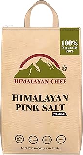 Himalayan Chef Himalayan Pink Salt - 5 lbs Coarse Grain Bulk Bag - 100% Natural and Pure Gourmet Crystals, Contains 84 Minerals, Table Salt, Kosher and Vegan | For Grinders & Salt Mills