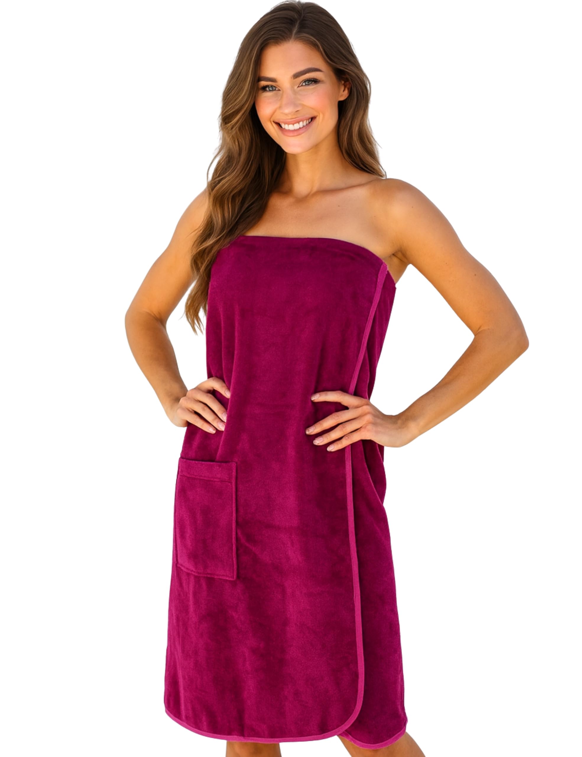 Morgenstern Damski kilt do sauny z kieszenią, 90 cm długości, bawełna, Fuchsia, jeden rozmiar