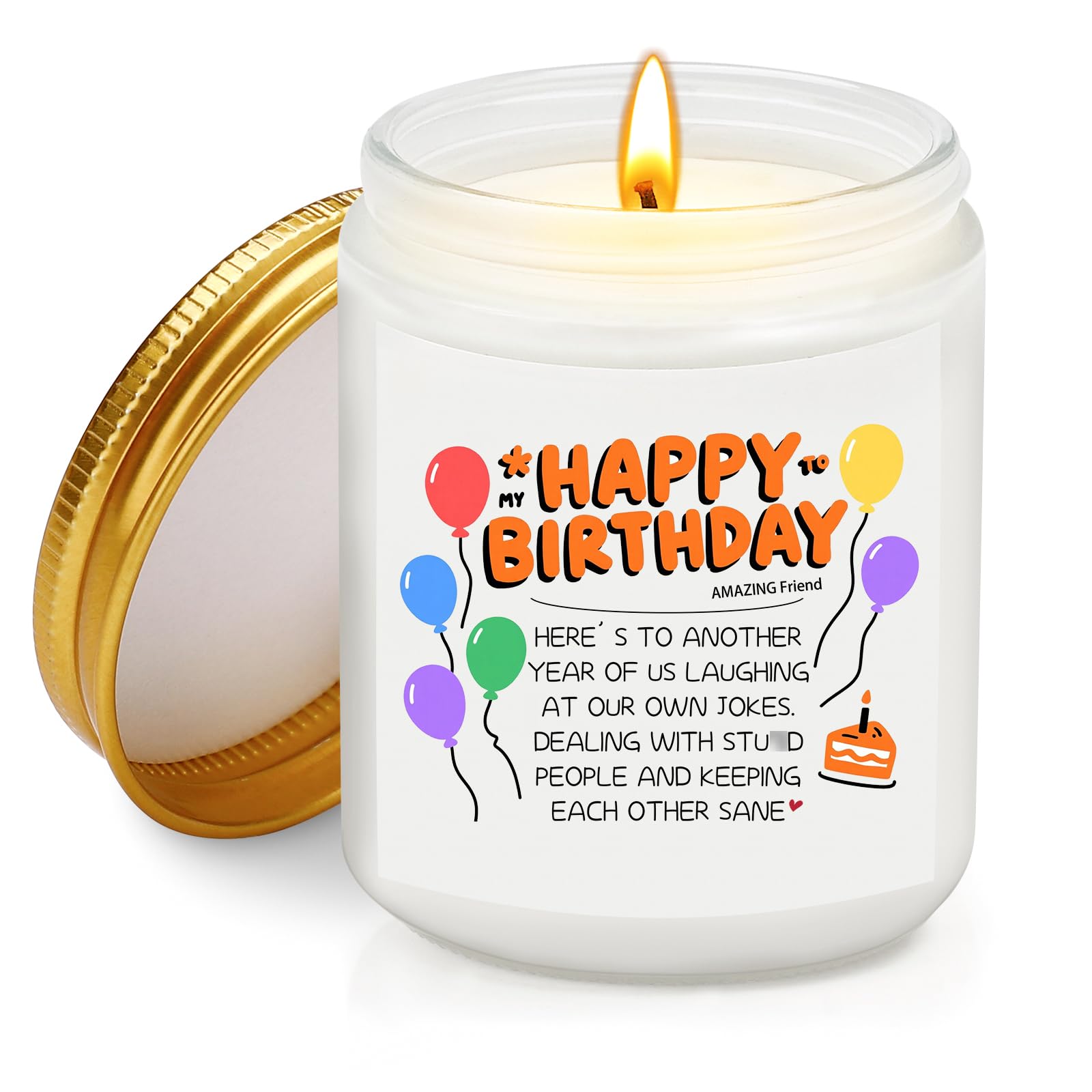 Birthday Gifts for Women Friends Bestie, Happy Birthday Candle Gift for Friend, Friendship Gifts for Women, Funny Best Friend Birthday Gift Lavender Soy Wax Candle for Bestie BFF Sister Coworker, 7oz
