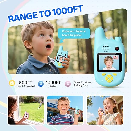 Miniatura 3 de Walkie Talkies de video para niños con cámaras delantera y trasera, videollamada en tiempo real, chat de voz, mensajes de fotos y emojis,