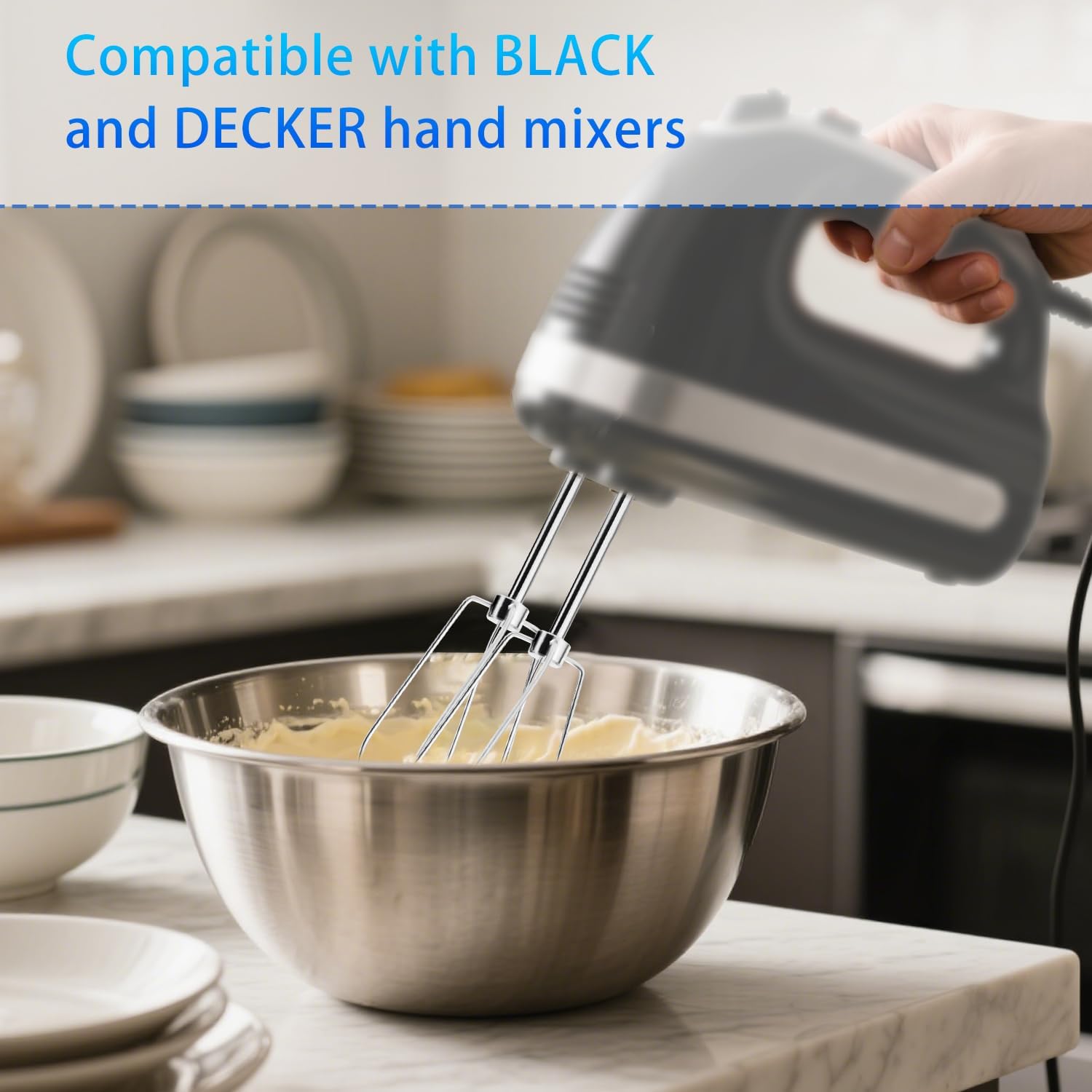 2pcs Hand Mixer Beaters Attachments Compatible with BLACK & DECKER, Universal Stainless Steel Hand Mixer Beaters Replacement for Cooking and Baking Tool Accessory