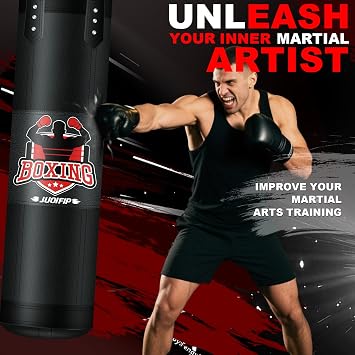 Punching Bag Set for Adults, 4FT Heavy Boxing Bag Set with 12 OZ Boxing Gloves, Suitable for MMA Karate Kickboxing Boxing Muay Thai Training at Home or Gym - Unfilled Heavy Bag